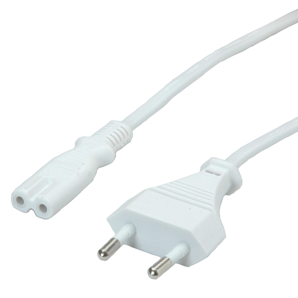 VALUE Netzkabel – Eurostecker (CEE 7/16) – IEC C7, 3 m, 250 V/2,5 A, weiss