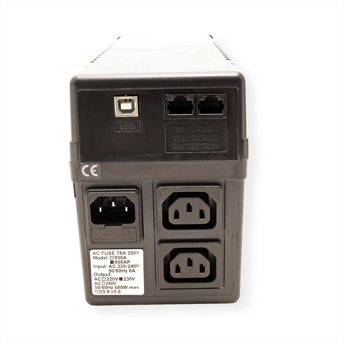 VALUE UPS 800 USV 800 VA/480 W Line-Interaktiv, USB – Tower – C13×2, Eingang IEC C14