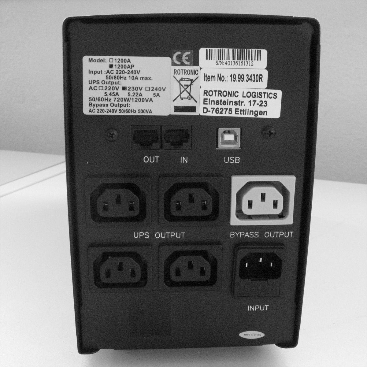 VALUE 1200 USV 1,2 kVA/720 W Line-Interaktiv – Tower – C13×4 – Eingang IEC C14 – USB – Schwarz