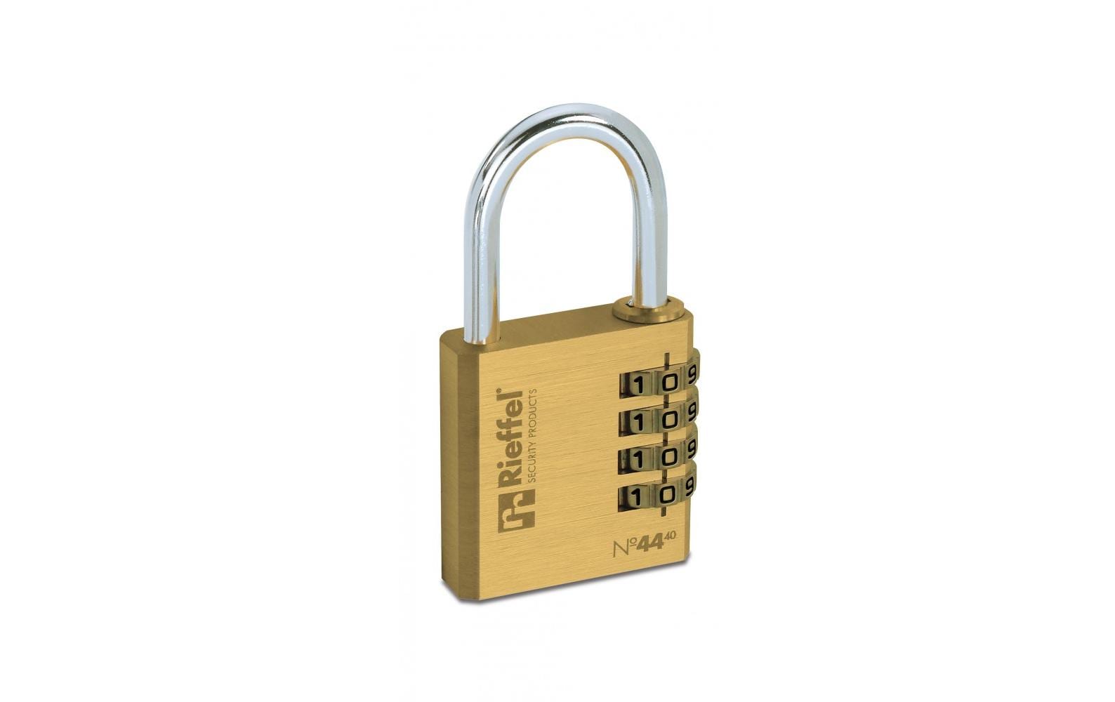 Rieffel Zahlenschloss – 4-stelliger Zahlencode – Gold, Messing