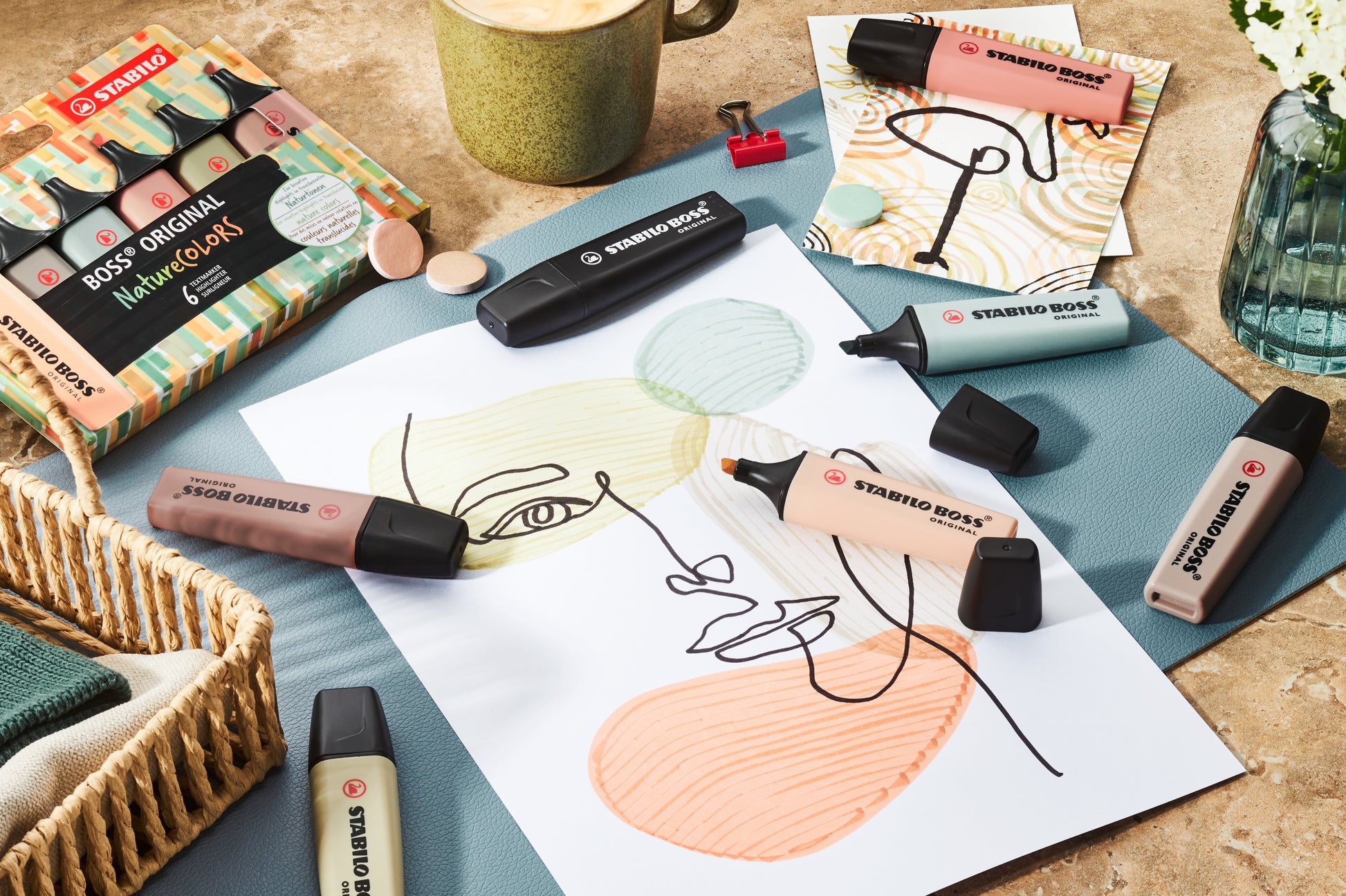 STABILO Textmarker – BOSS ORIGINAL NatureColors, Gehäuse aus recyceltem PP, Meissel 2–5 mm