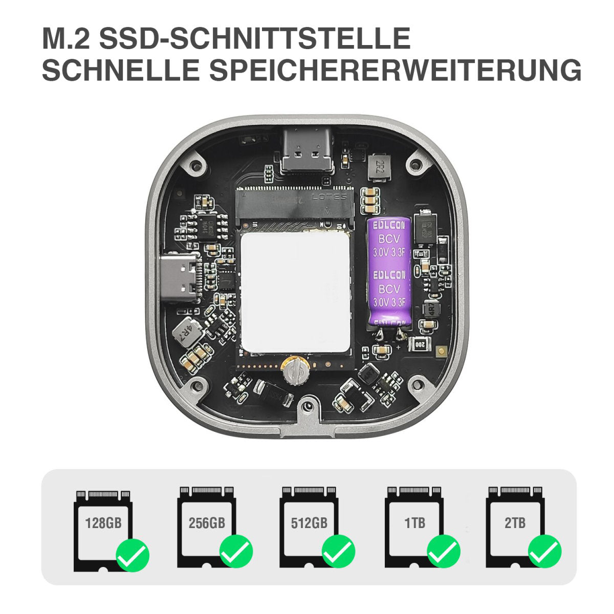 4smarts Magnetisches SSD-Gehäuse 541311 – 1-Bay – für M.2 NVMe