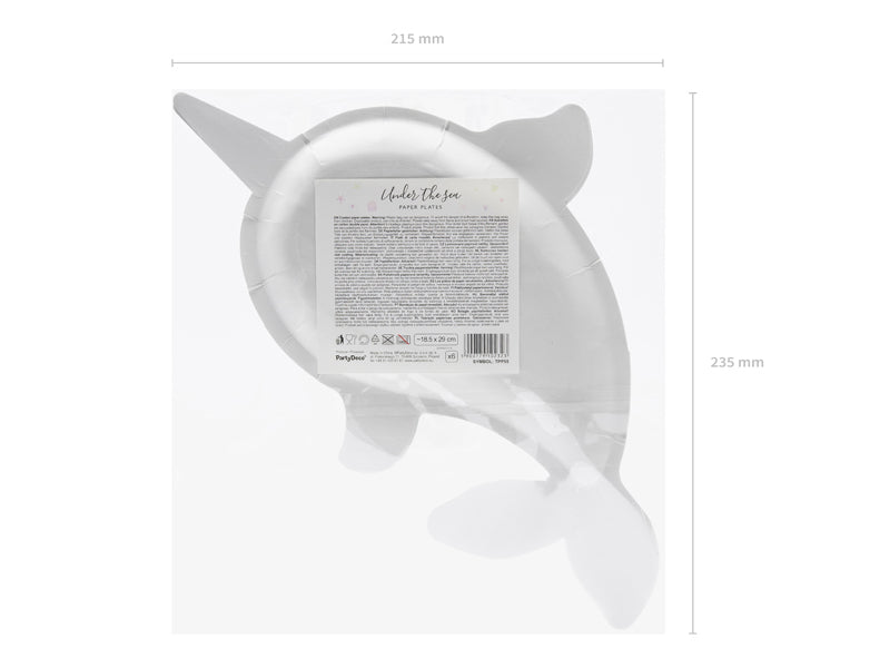 PartyDeco Teller, Papier/Karton, rechteckig – 18,5 × 29 cm, blau – 6 Stk.