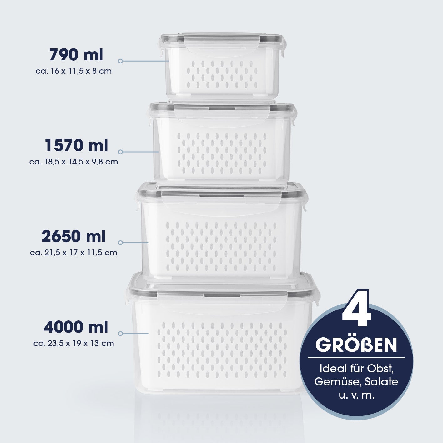 Gourmetmaxx Vorratsdose 4 l, 21 × 25 × 14,5 cm, Polypropylen (PP)/Silikon, 12-teilig (4 Dosen)
