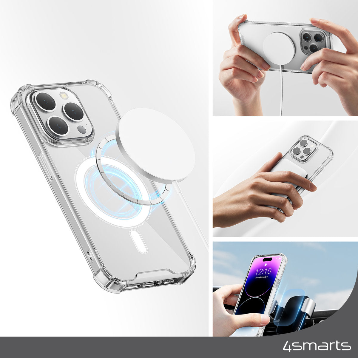 4smarts Ultimag Backcover – für Apple iPhone 15, MagSafe, TPU, Transparent