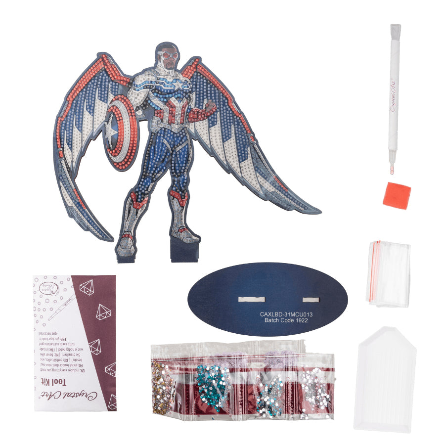 CRAFT Buddy Crystal Art XL Buddy – Diamond-Painting-Set – MARVEL Falcon – 25 cm – ab 6 Jahren – Sperrholz