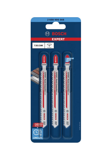 Bosch Professional EXPERT T 301 CHM Stichsägeblatt 117 mm Hartmetall – 3 Stk – für Kunststoff