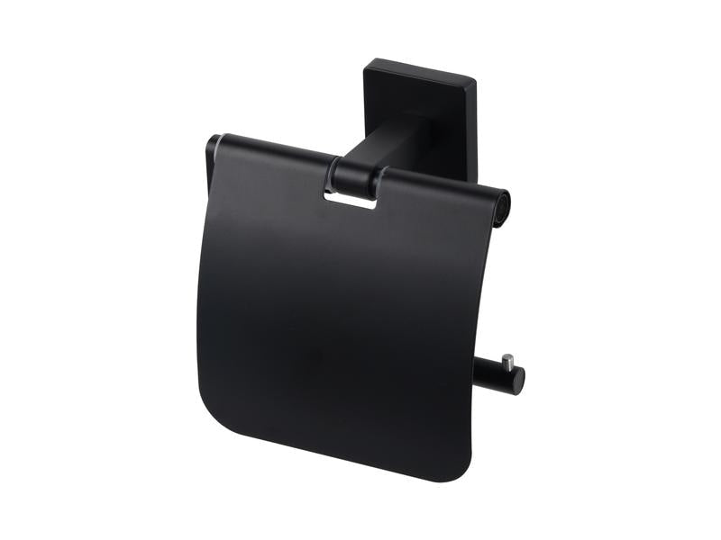 COCON Toilettenpapierhalter – Zink Schwarz Matt, Wandmontiert, Zum Bohren, 14 × 8 × 15 cm