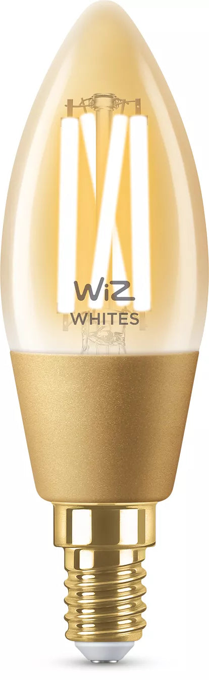 WiZ Smart-Leuchtmittel E14 C35 – Einstellbares Weiss 2000–5000 K, 370 lm, 4,9 W, WLAN/Bluetooth – 1 Stk. – Bernstein