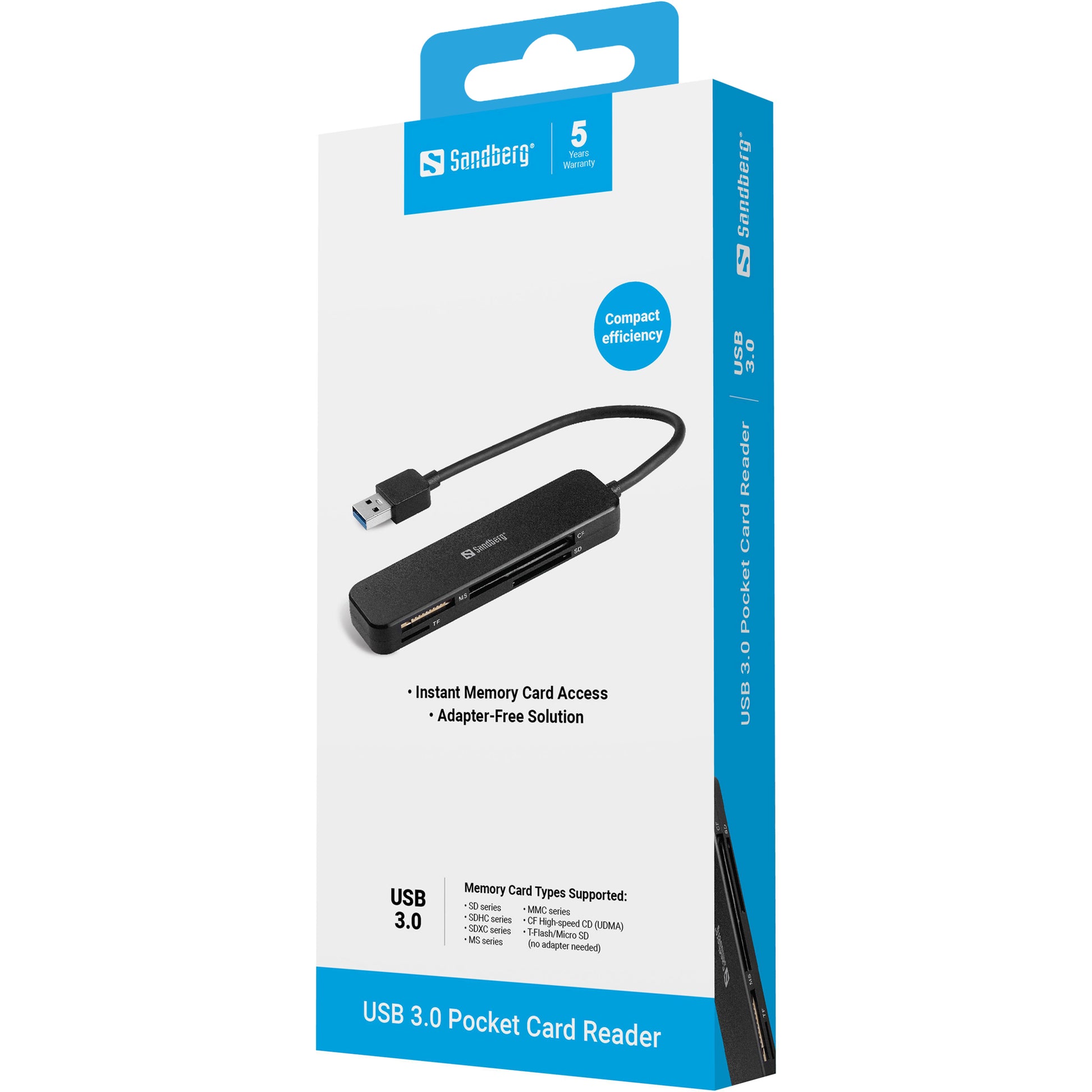 Sandberg Pocket Kartenleser – MMC, MS, microSD, SD, SDHC, SDXC – USB 3.2 Gen 1 – 5 Gbit/s