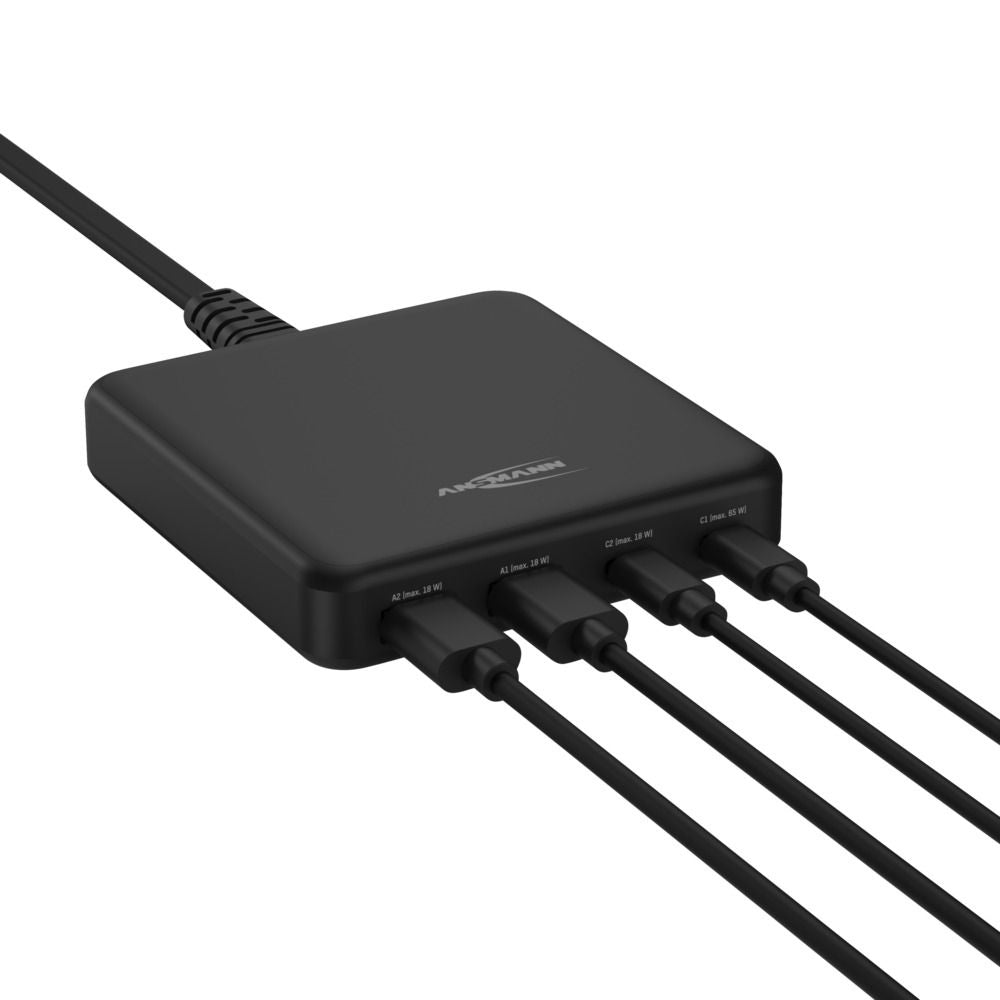 Ansmann DC465PD Netzteil – 65 W, 4× USB, PD, QC 3.0 – für Laptop, Smartphone