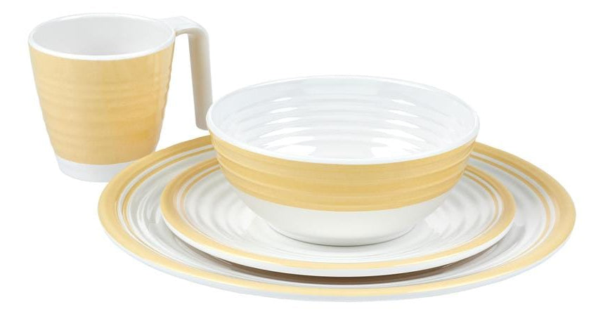KOOR Geschirrset – 16-teiliges Set, Ø 26,5 cm (Speiseteller), Melamin, spülmaschinenfest