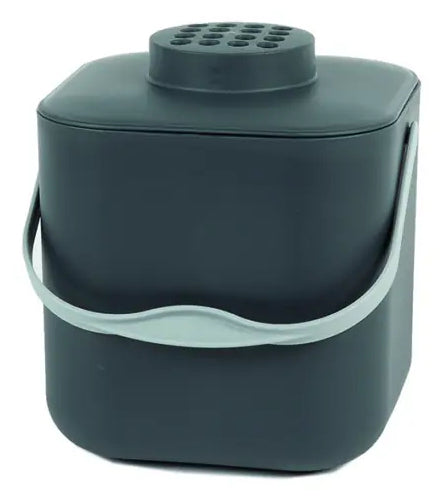 Stöckli Komposteimer POT – 5 l – Recycling-Kunststoff, rund – schwarz – mit Filter