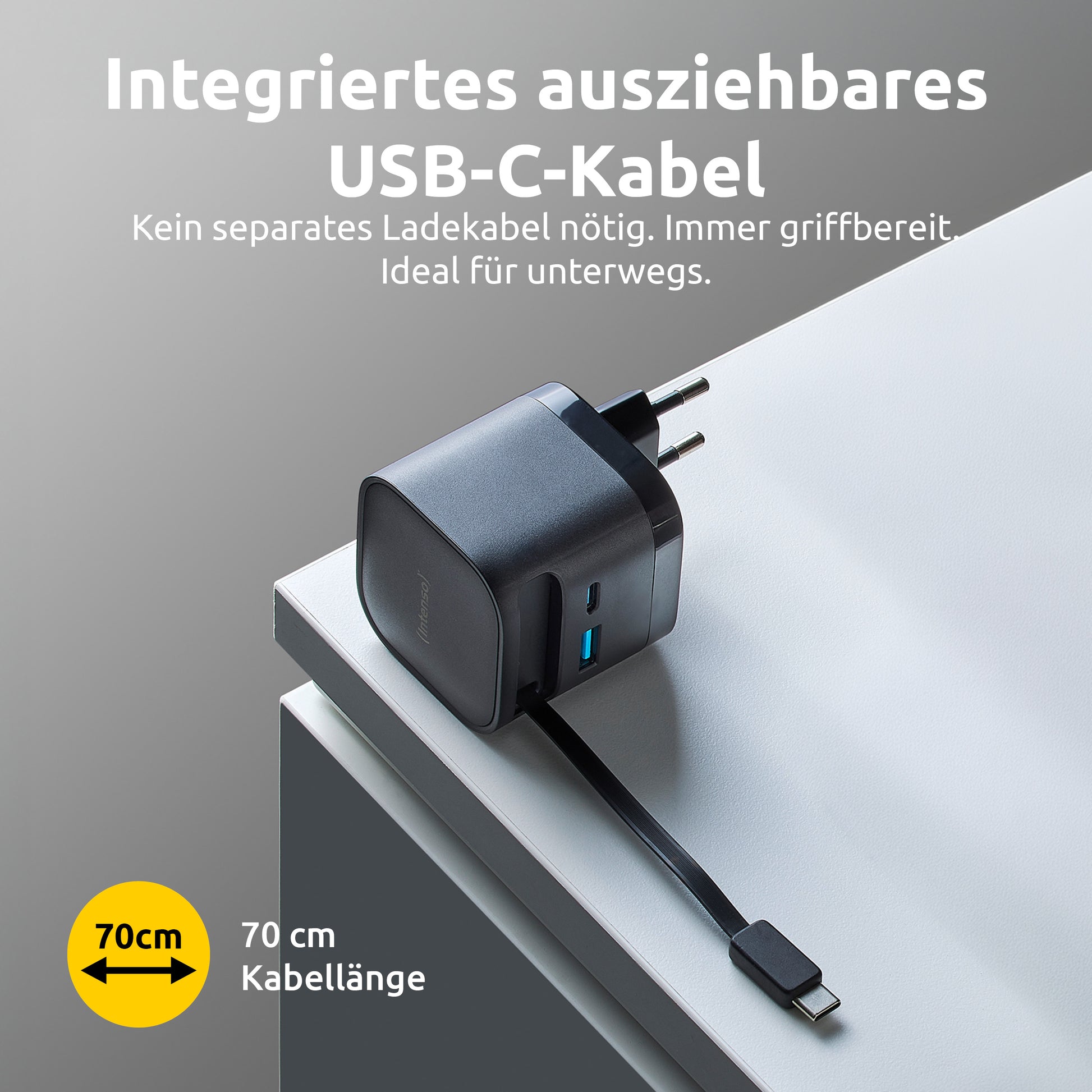Intenso 7806520 USB-Ladegerät 65 W – GaN, PD 3.0/PPS/QC 4.0 – EU-Stecker (Typ C) – Schwarz