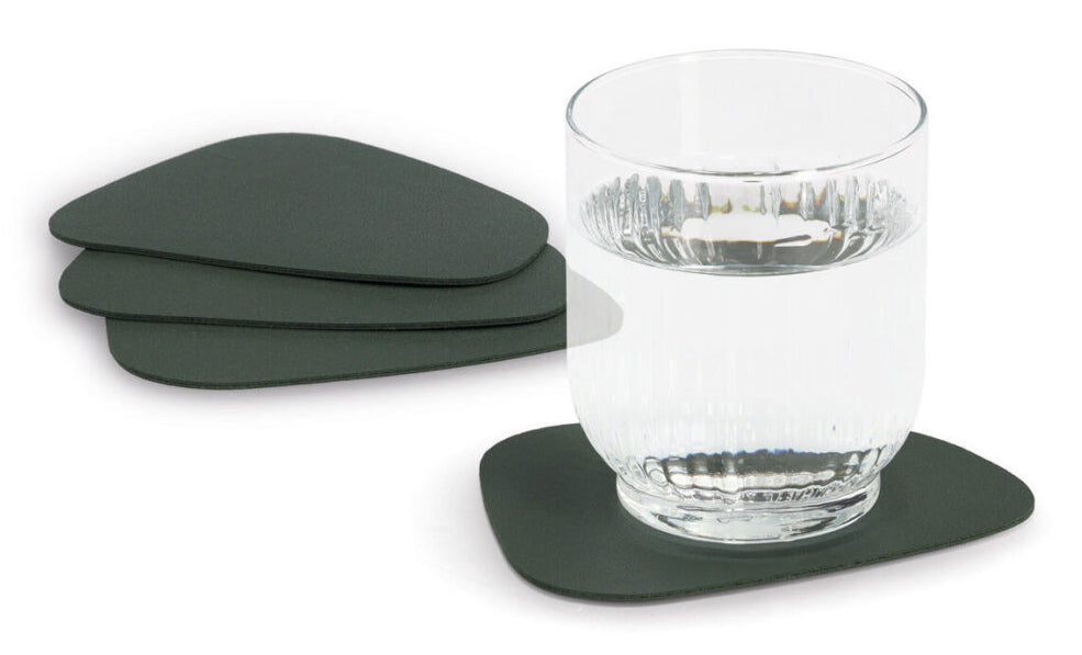 Zeller Present Glasuntersetzer 4 Stk., 10 × 12 × 0,8 cm, PVC, dunkelgrün, für Gläser