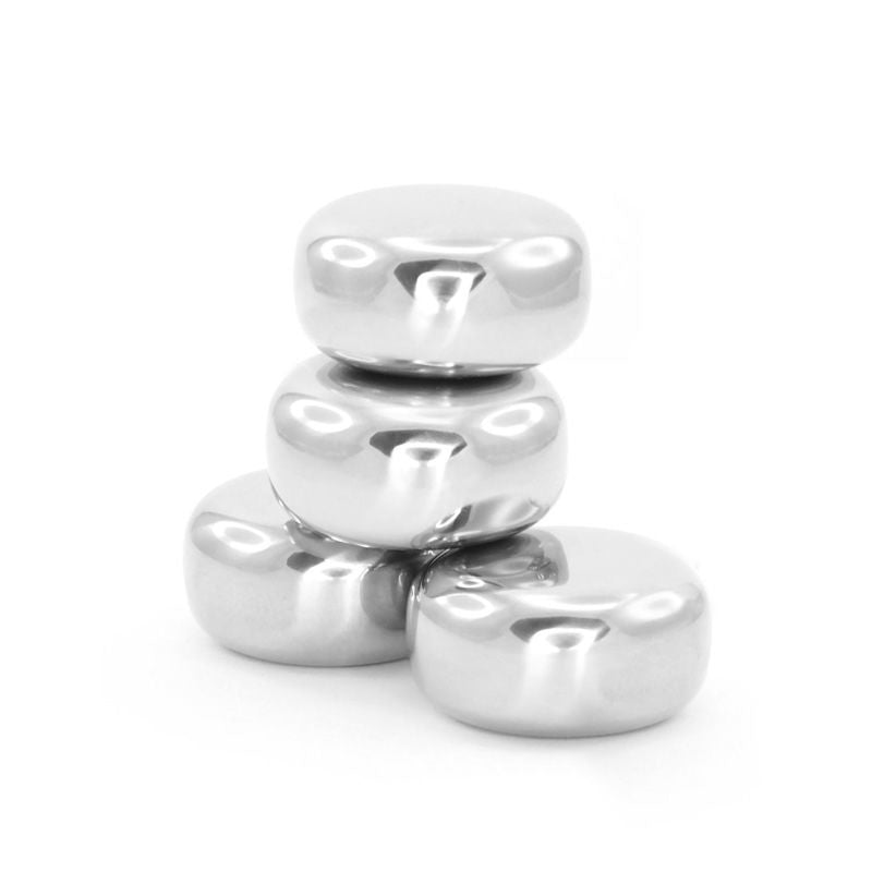 Pulltex Eiswürfel Inox – Ø 3,9 × 2 cm, Edelstahl, 4 Stk., spülmaschinenfest