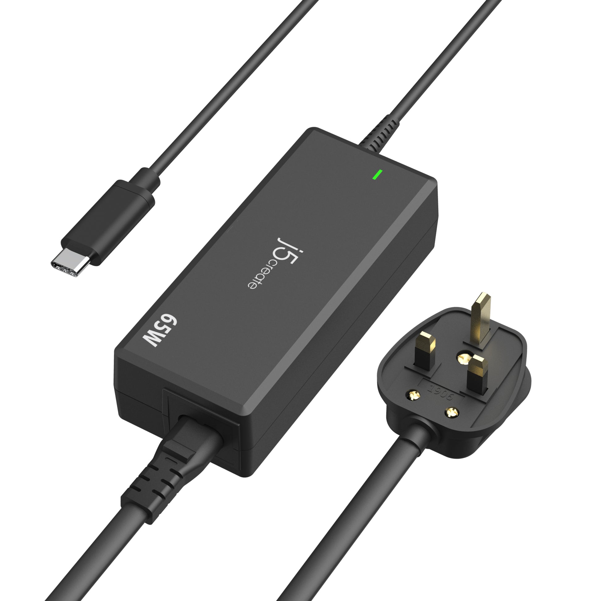 j5create USB-Wandladegerät 65 W – USB-C×1 – PD, UK-Stecker (Typ G) – Schwarz