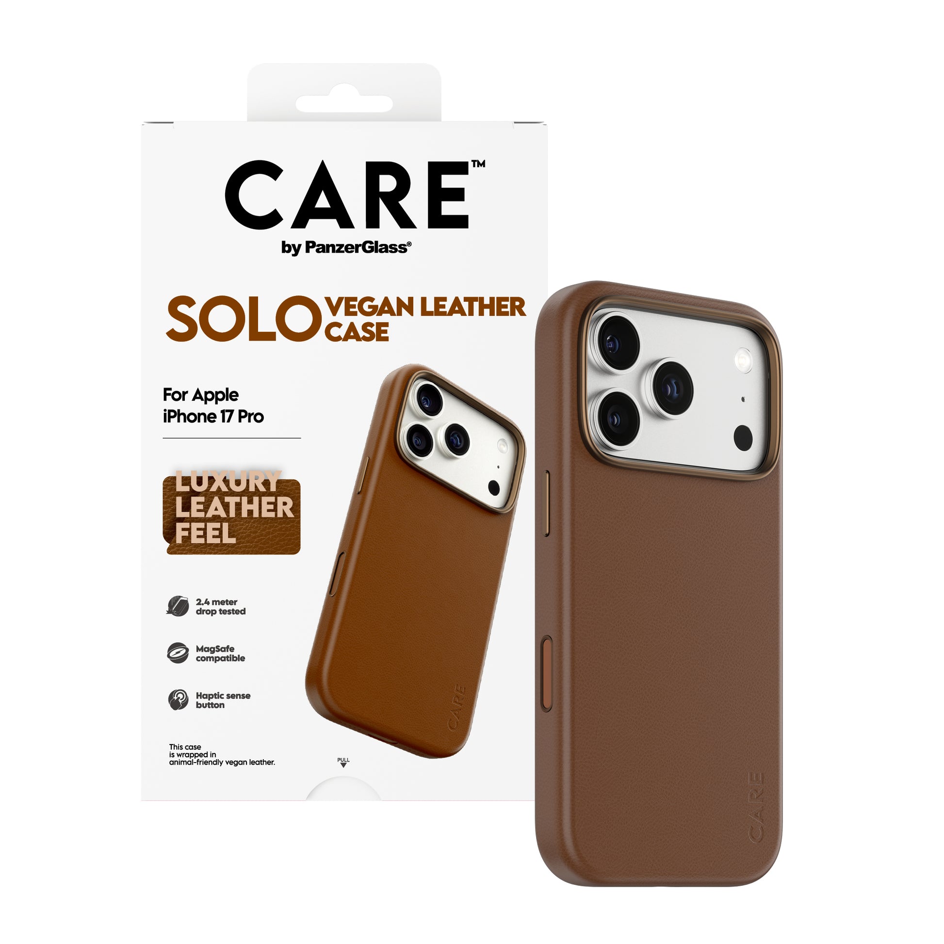 PanzerGlass CARE Solo Backcover – für Apple iPhone 17 Pro, PC, Braun