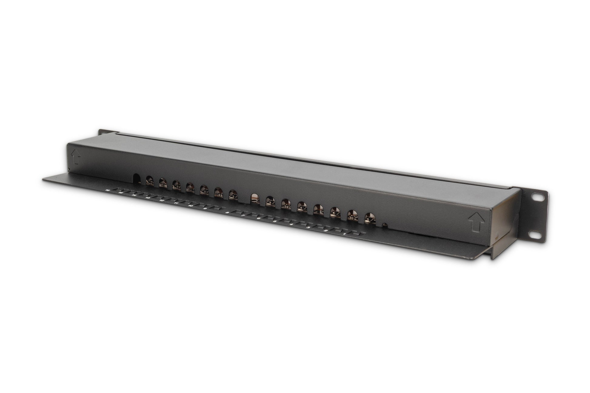 Digitus Patchpanel CAT 6 – 16× RJ‑45, geschirmt, 1U, Schwarz