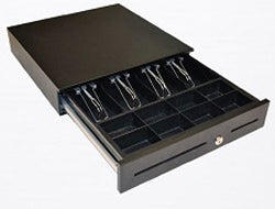 apg Solutions ECD410 – Kassenschublade, 4 Scheine/8 Münzen, RJ-11, 410 × 420 × 103 mm, Schwarz