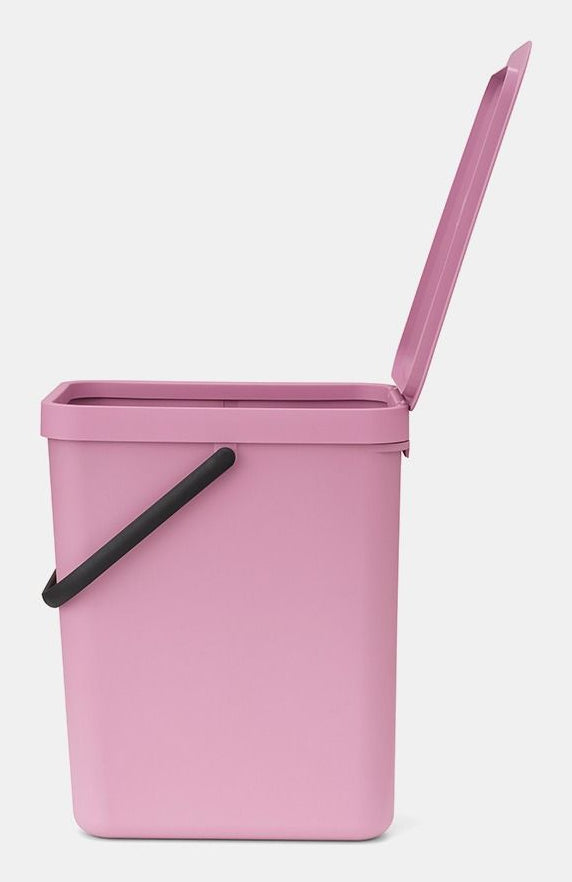 Brabantia Sort & Go Recyclingbehälter – 25 l – Kunststoff, rechteckig – rosa