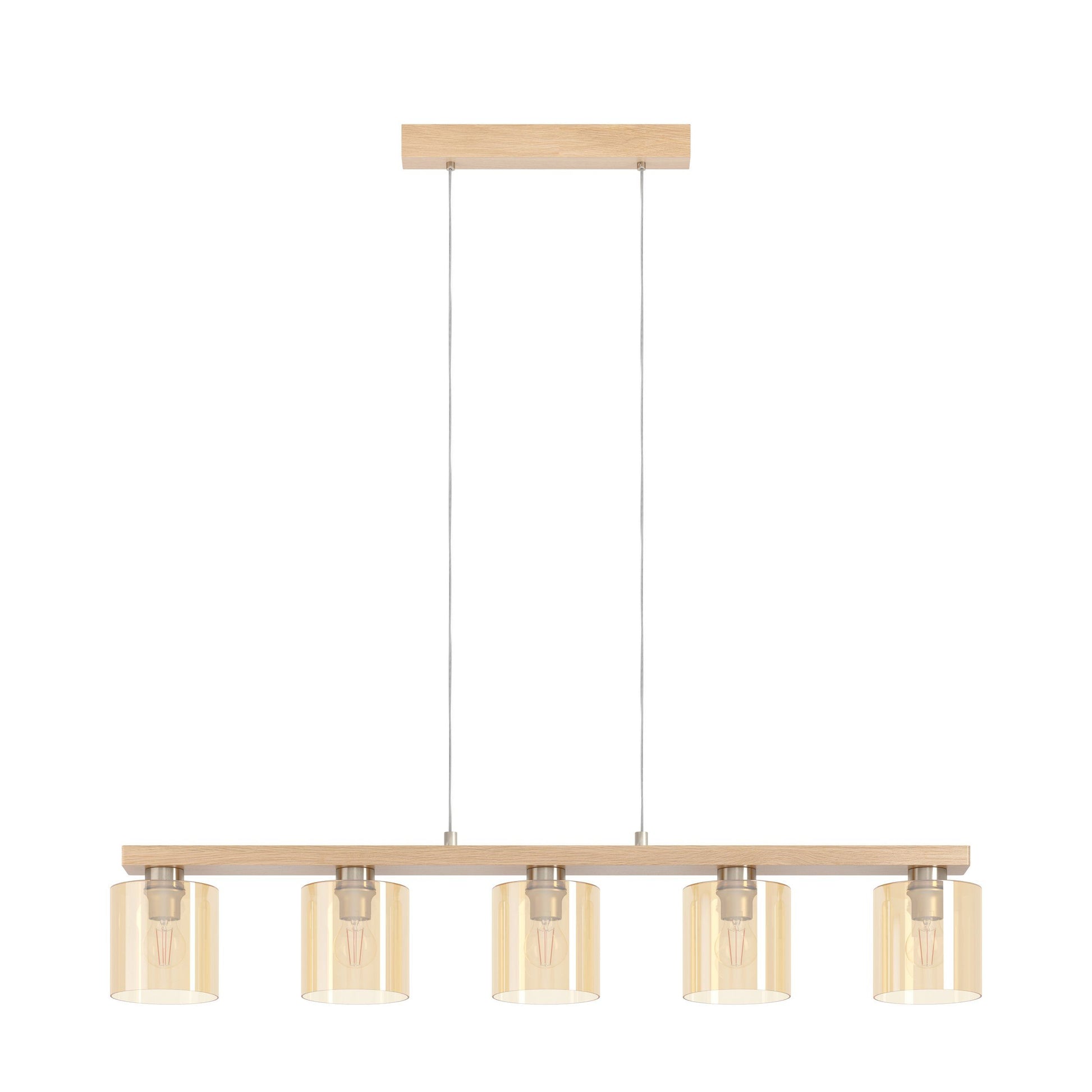 EGLO Deckenleuchte CASTRALVO 5 – 15 × 121 × 110 cm, 140 W, dimmbar, braun/nickel, E27, exkl. Leuchtmittel