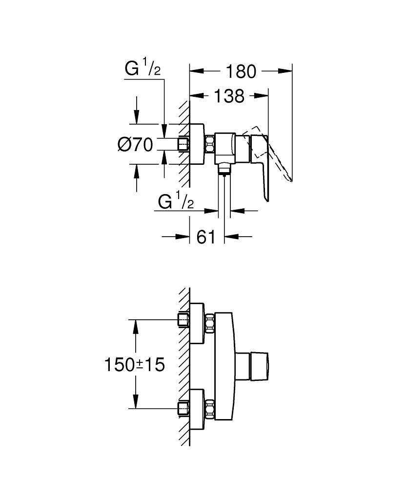GROHE Start Einhebelmischer – H 152 × B 242 × L 148 mm, Anschluss 1/2, Messing, Schwarz
