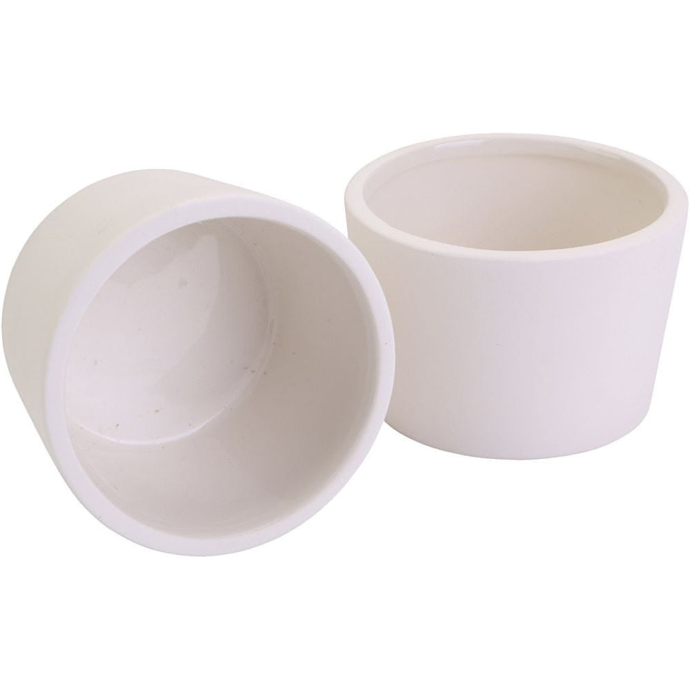 Creativ Company Keramiktöpfe, Keramik, Weiss, Ø 9 cm × 6 cm, 12 Stk.