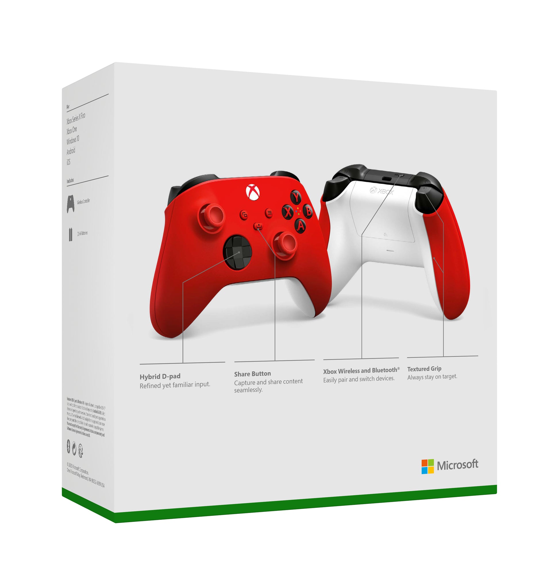 Microsoft Pulse Red – Gamepad – Kabellos (Bluetooth/2,4 GHz), Rot