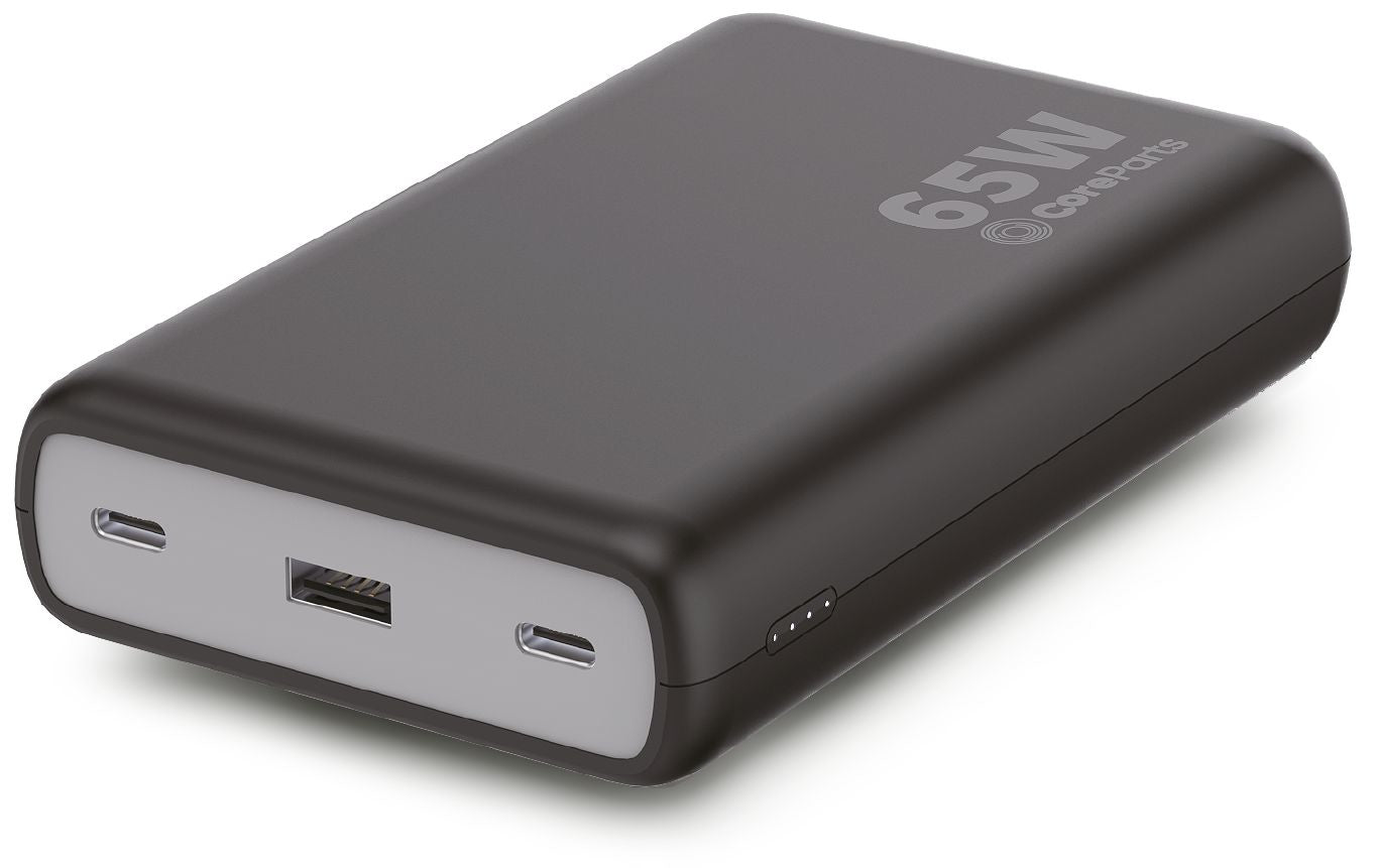 CoreParts Powerbank 20000 mAh, PD 65 W, für Smartphones, Schwarz