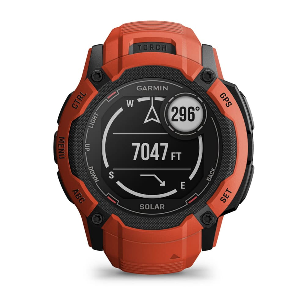 Garmin Instinct 2X Solar – GPS-Smartwatch – 50 mm, 1,1", GPS, MIP, Power Glass, 10 ATM, Rot, Sportarmband