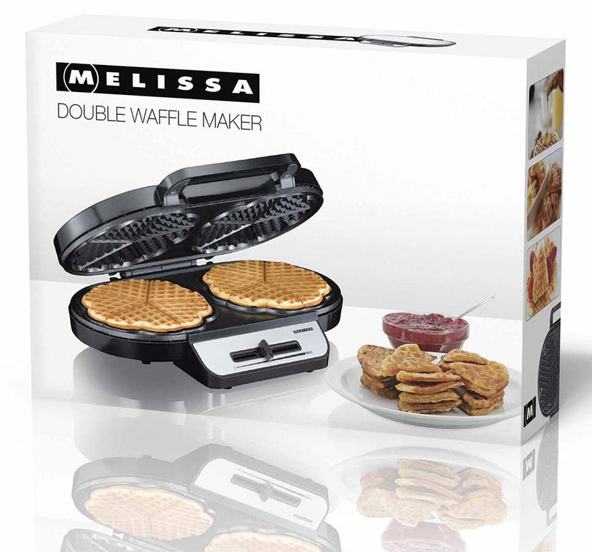 Melissa Waffeleisen 16250087 – 10 Waffeln, Herzform, 1200 W – Schwarz/Edelstahl