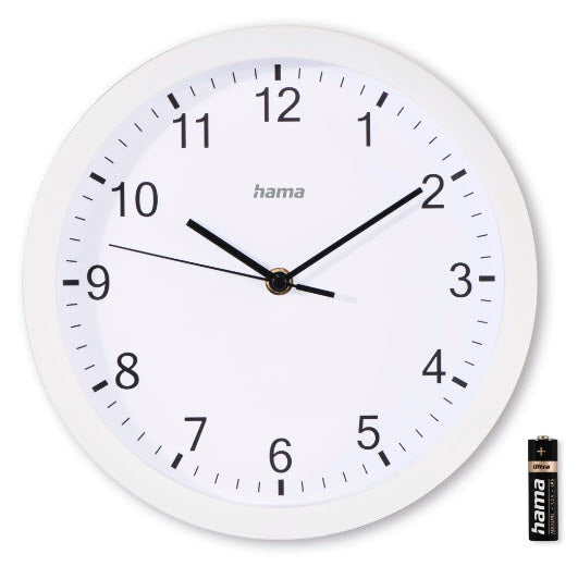 Hama Elba Wanduhr – Analog, lautlos, Ø 25 cm, weiss, Glas