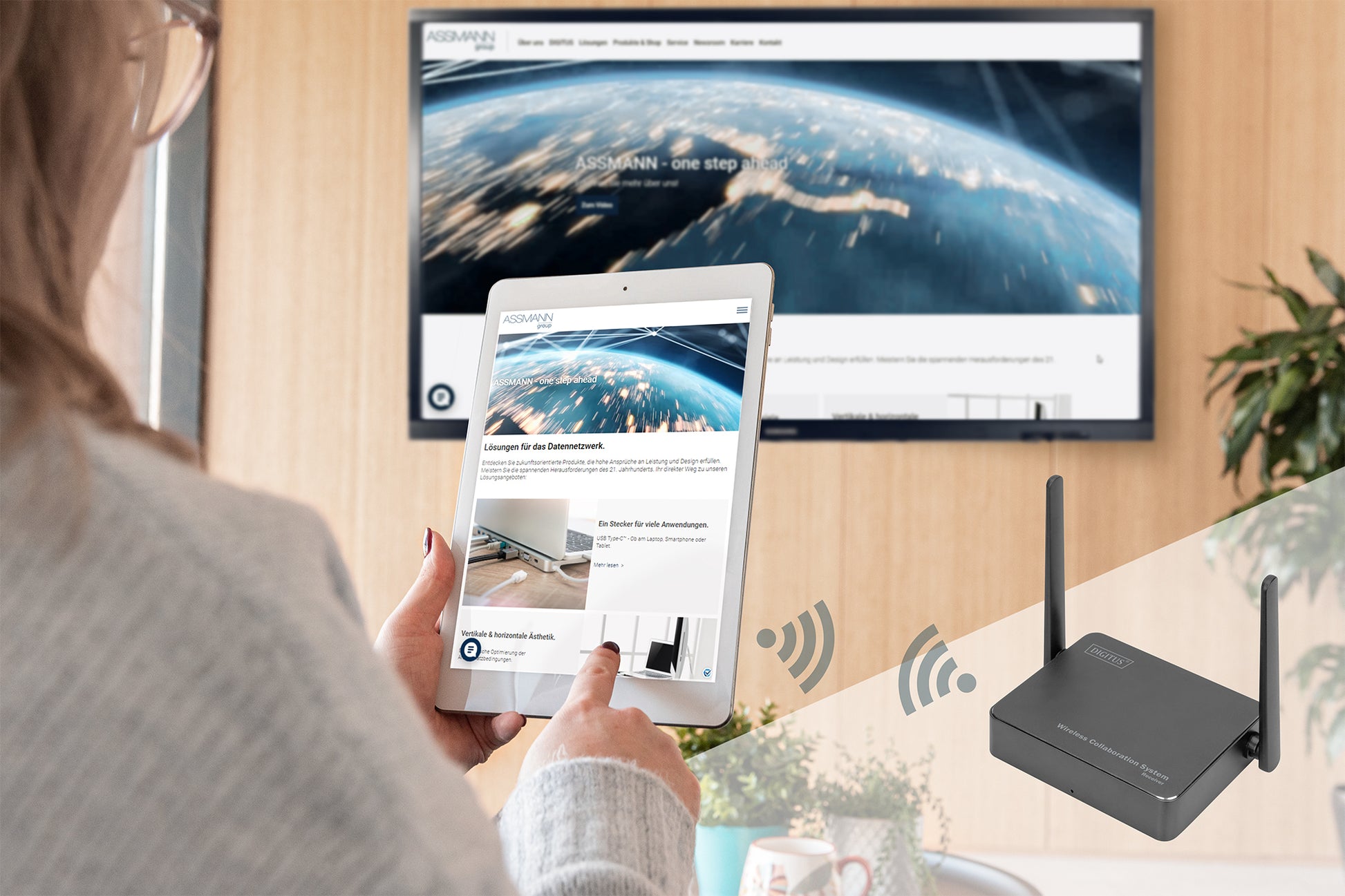 Digitus Click & Present Pro – Drahtloses Präsentationssystem – 4K, HDMI, Schwarz/Grau