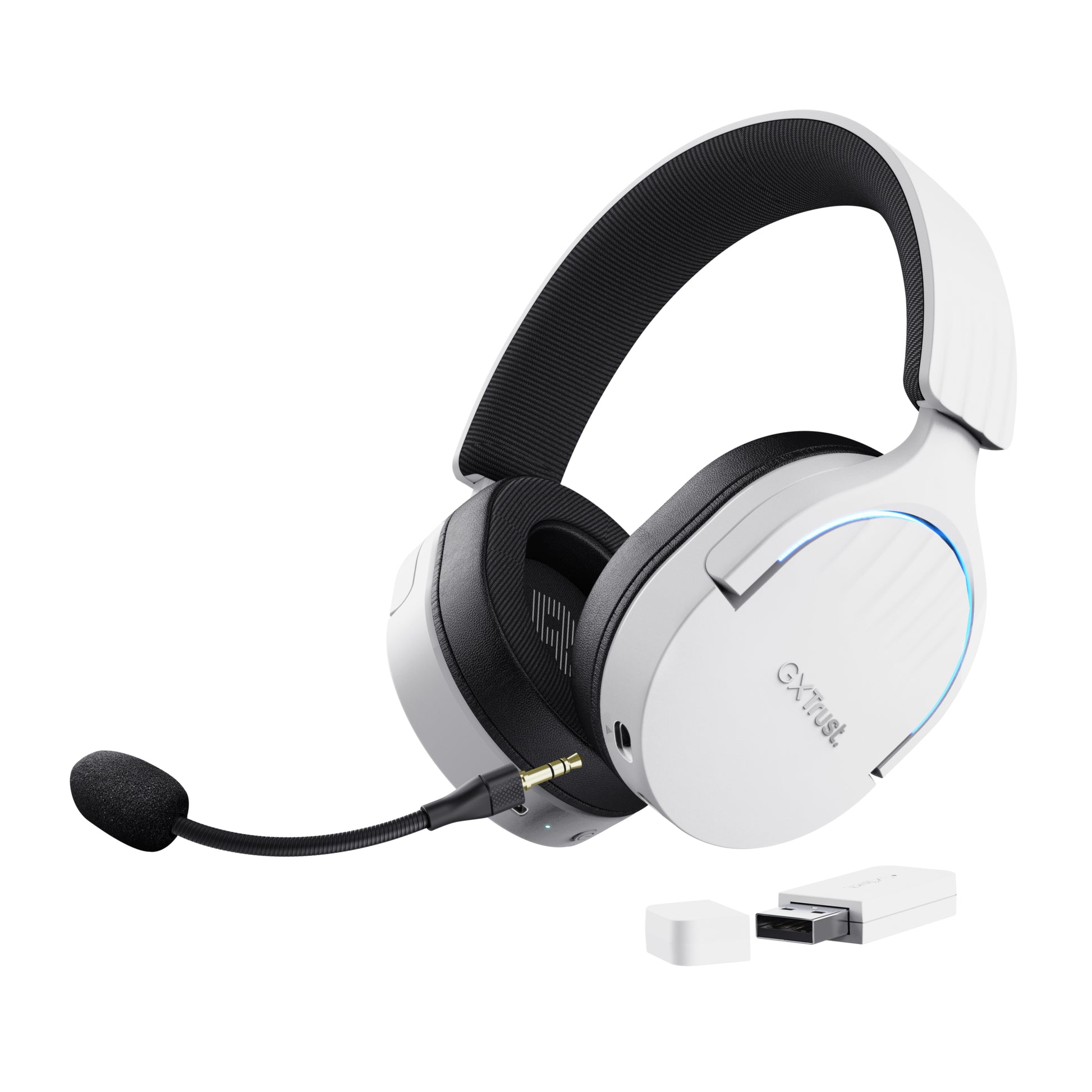 Trust GXT 491W FAYZO – Gaming-Headset – Kabelgebunden, abnehmbares Mikrofon, Surround-Sound – Weiss
