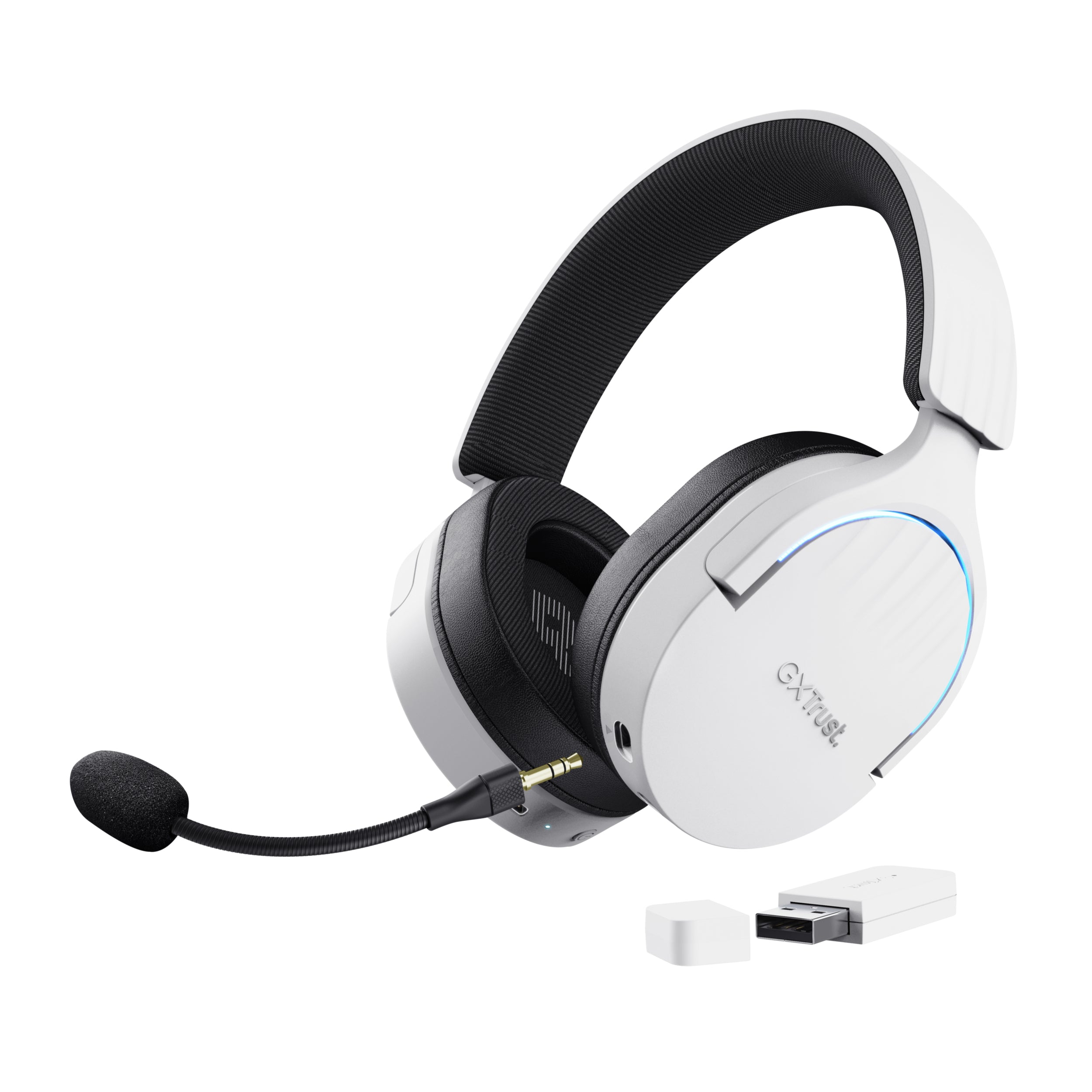 Trust GXT 491W FAYZO – Gaming-Headset – Kabelgebunden, abnehmbares Mikrofon, Surround-Sound – Weiss