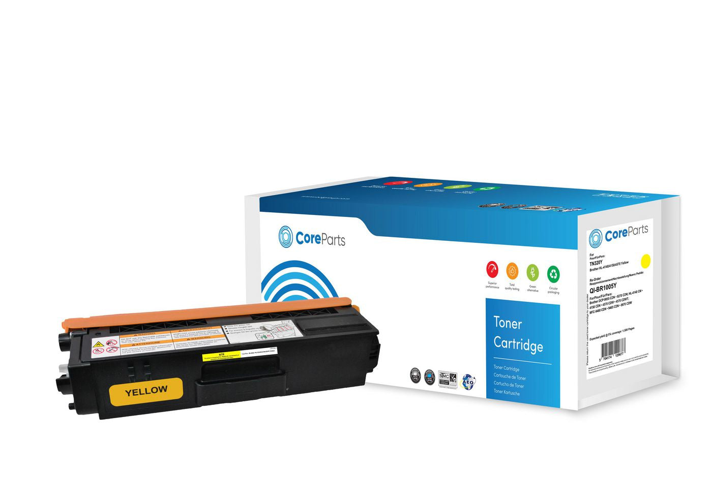 CoreParts TN320Y Gelber Toner – Kompatibel – 1'500 Seiten – für Brother DCP-9055 CDN/DCP-9270 CDN/HL-4140 CN