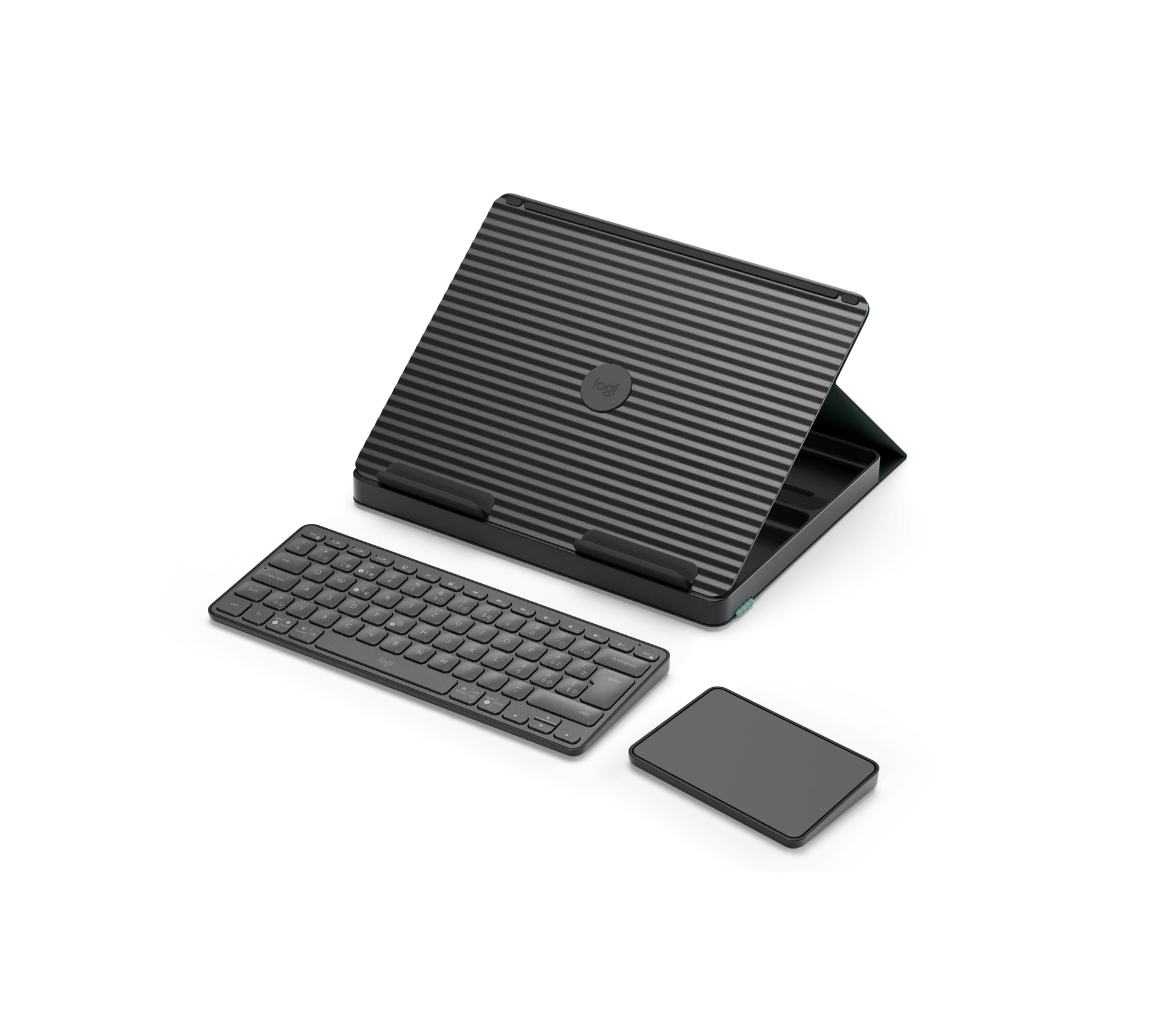 Logitech Pop-Up Desk Laptop-Ständer für Notebooks bis 17", Bluetooth, 7,5 kg Traglast – Grau