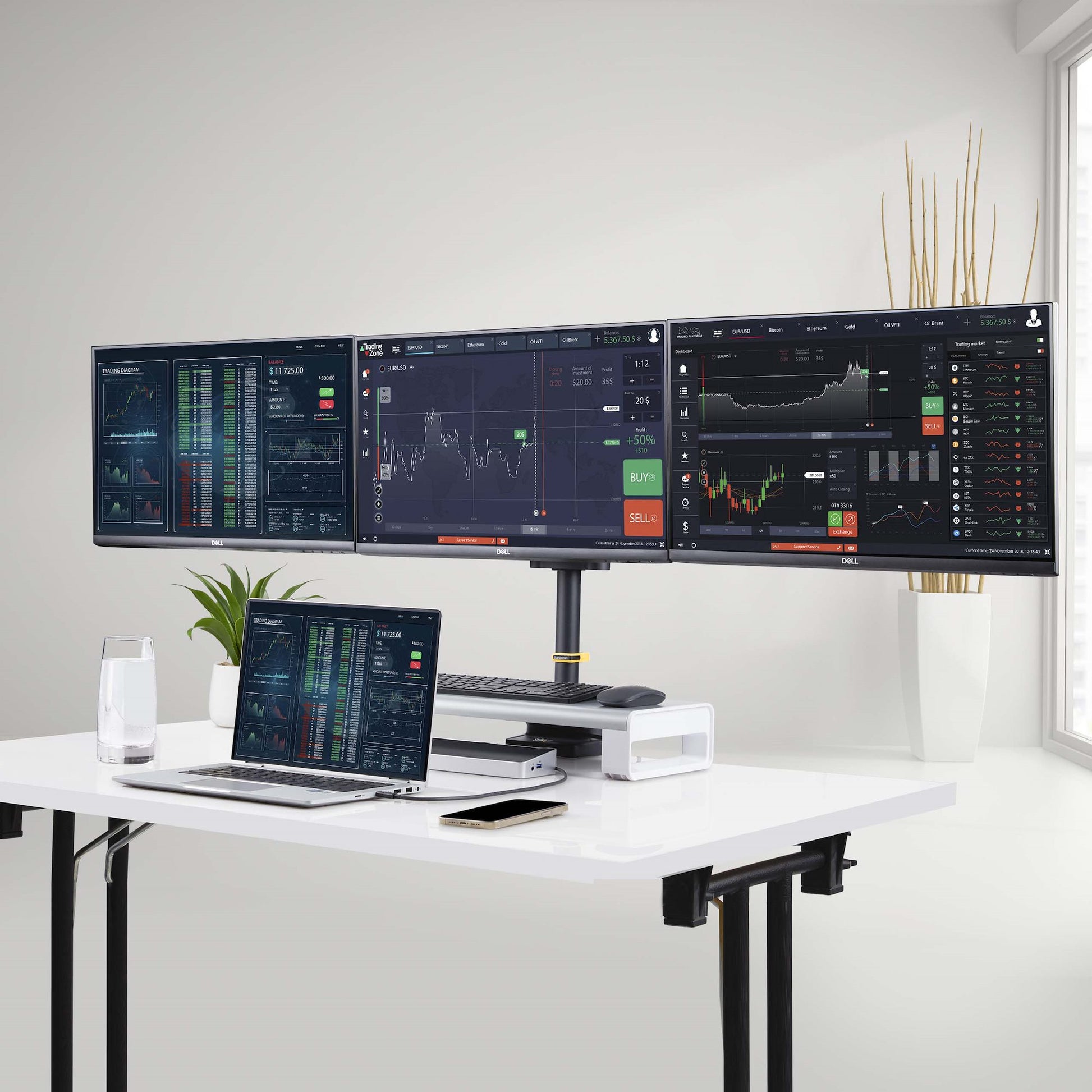 StarTech.com Monitorarm Tischhalterung – 3 Monitore – bis 27" – VESA 75×75/100×100 mm
