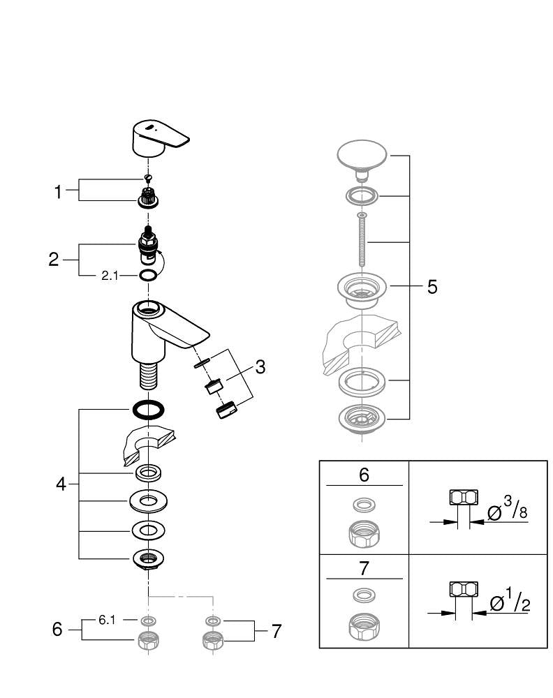 GROHE Badebatterie Start Edge – Einhebelmischer, Metall, Schwarz