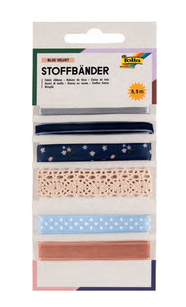 Folia Stoffbänder – mehrfarbig – 5,5 m, 6 Stück