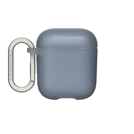 RhinoShield Schutzhülle – für AirPods (1. & 2. Gen.) – TPE, kabelloses Laden, inkl. Karabinerhaken – Grau