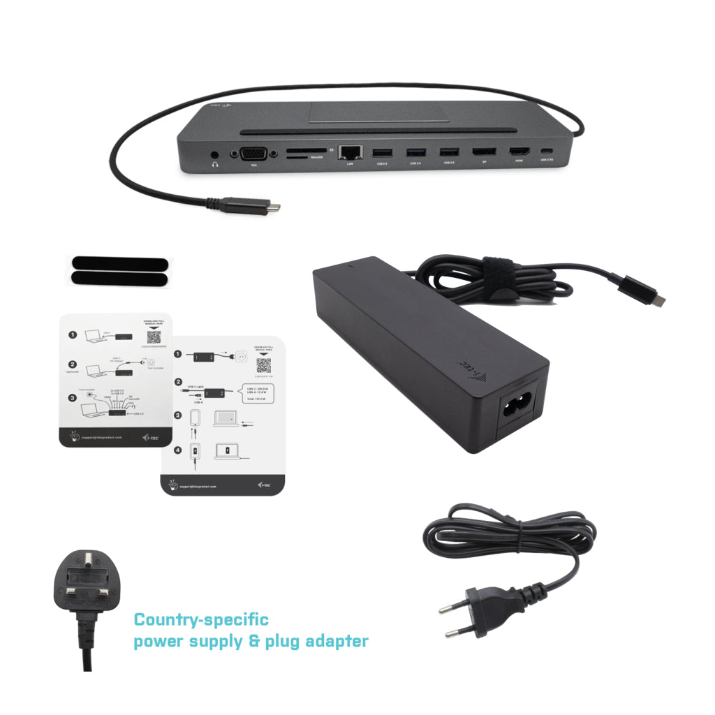 i-tec Dockingstation – USB-C, DP/HDMI/VGA, 4× USB-A, 1× USB-C, 85 W PD, GbE, für Windows/Mac/Linux