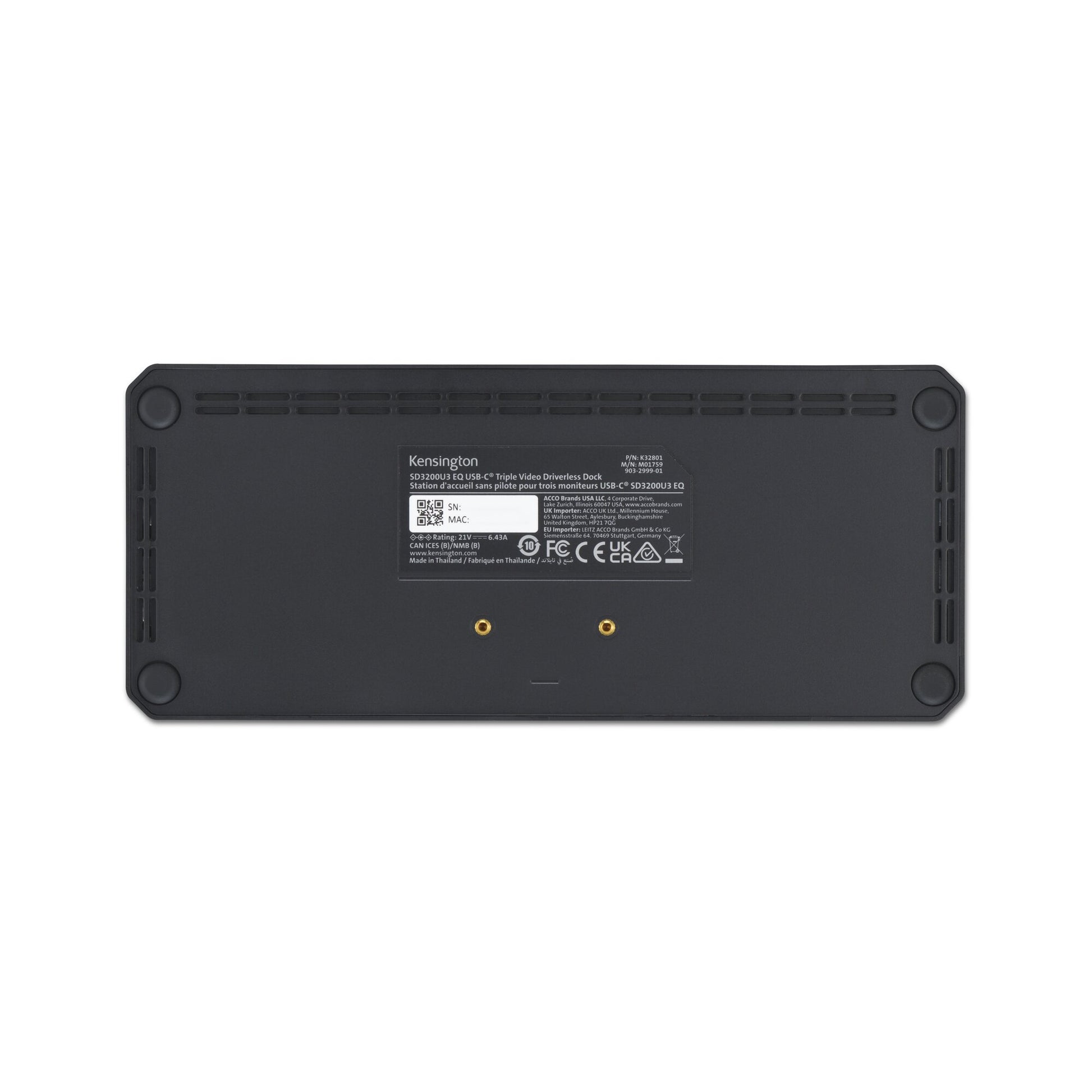 Kensington SD4843P Dockingstation – USB4, 2× DP, 1× HDMI, 4× USB-A, 3× USB-C, 100 W PD, GbE, für Windows 10+