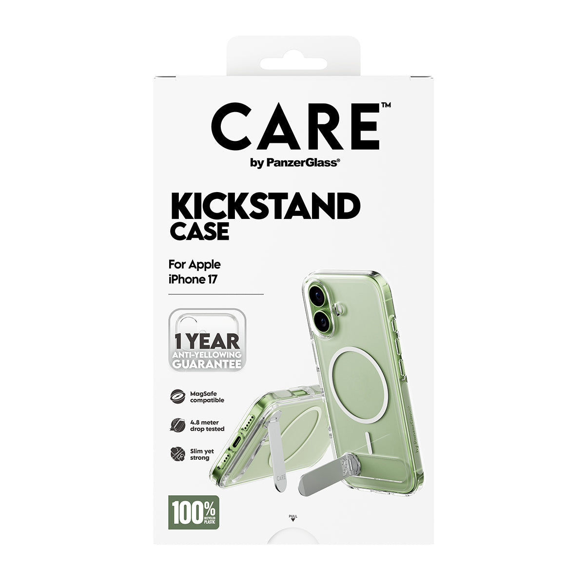 PanzerGlass Backcover CARE – für Apple iPhone 17 – transparent – MagSafe-kompatibel, mit Kickstand