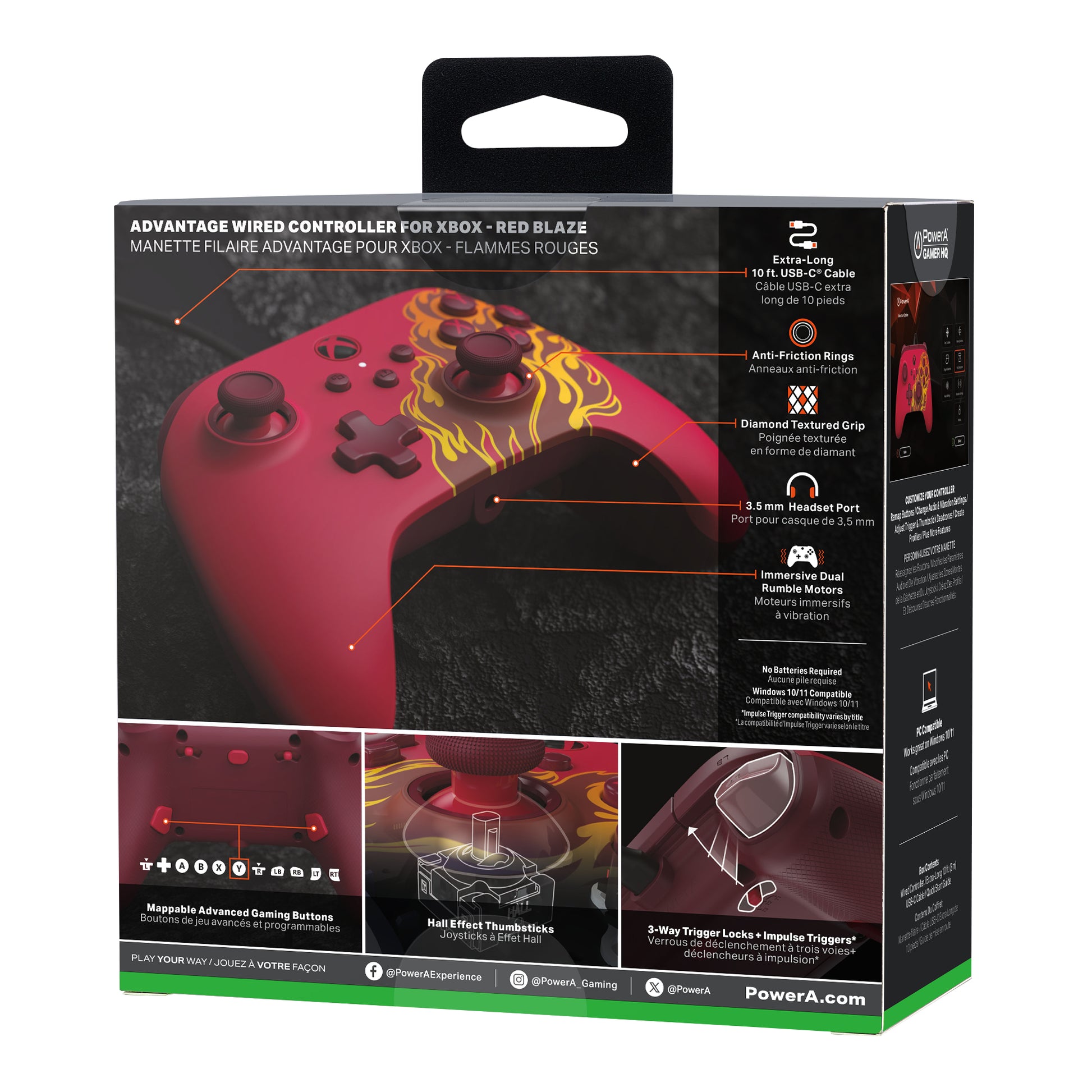 PowerA Advantage Wired XBGP0543 – Gamepad – USB (kabelgebunden) – Programmierbare Tasten – für Xbox & PC – Rot