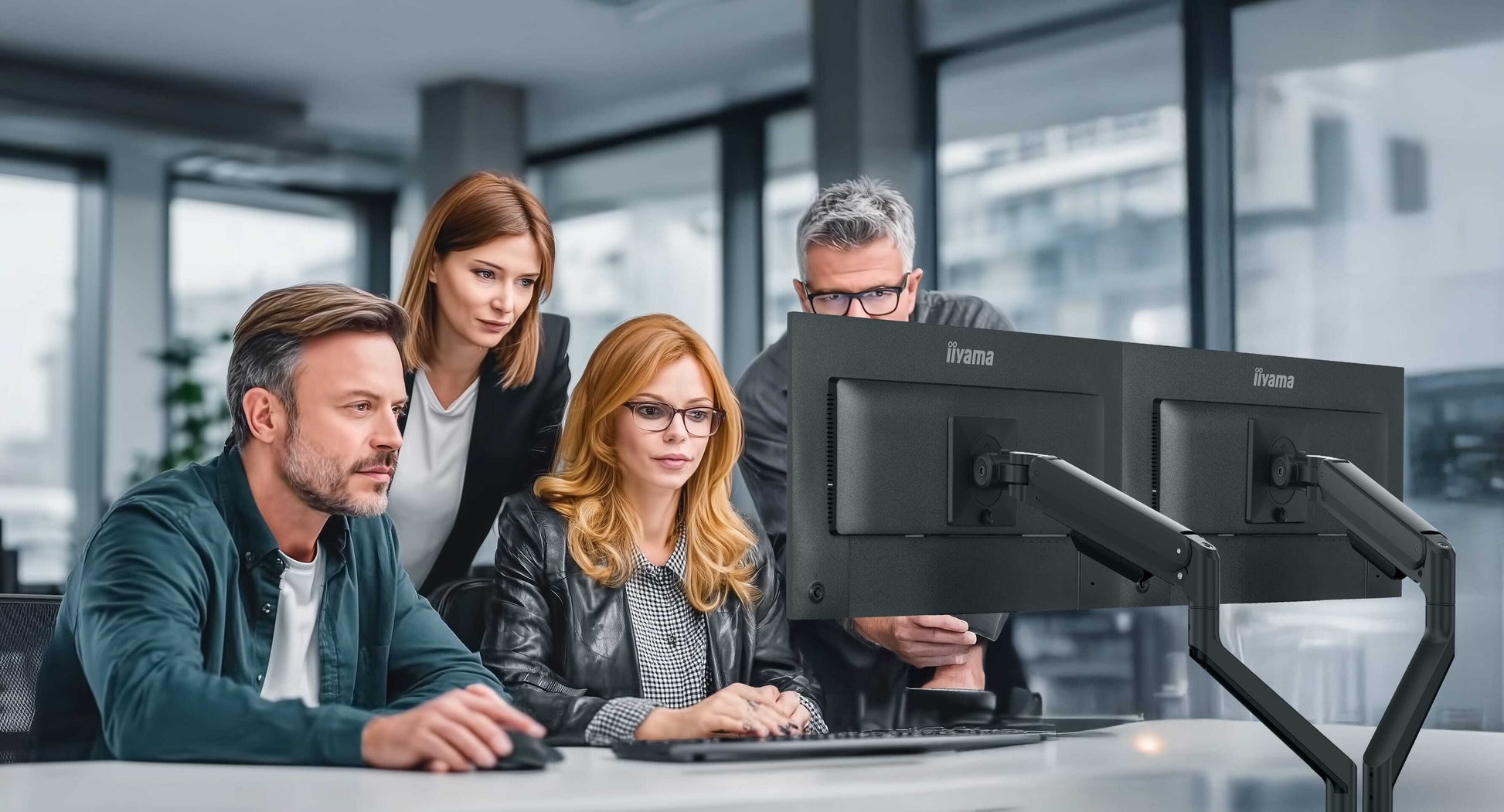 iiyama DS4002C-B1 – Monitorarm Tischhalterung – Klemme/Durchführung – schwenkbar