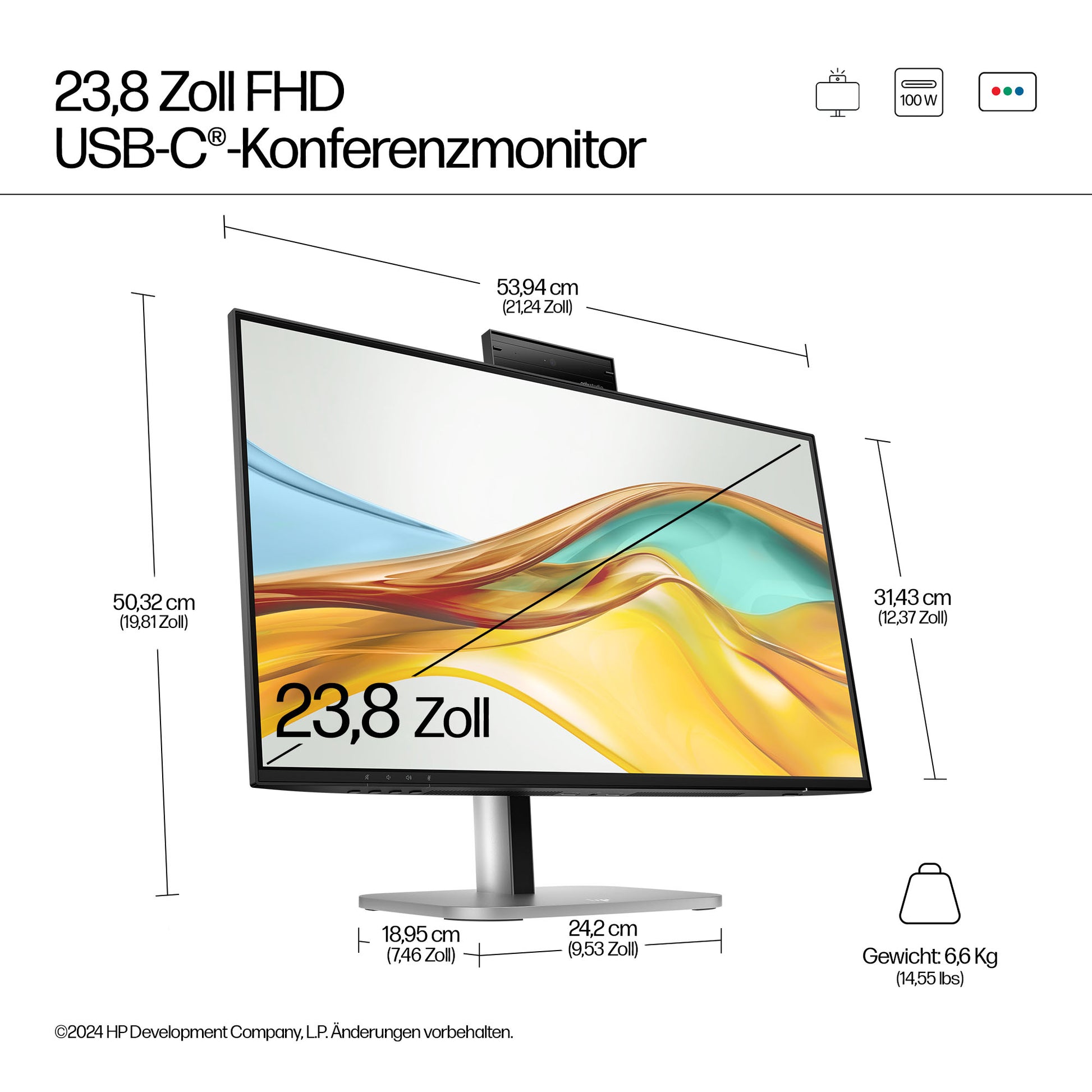 HP S5 PRO 524PM – Monitor, 1920 × 1080 (Full HD), USB-C Docking