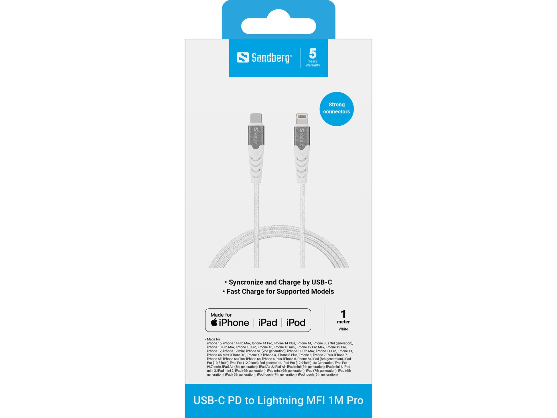 Sandberg 013 USB-C auf Lightning Kabel, 1 m, MFi-zertifiziert