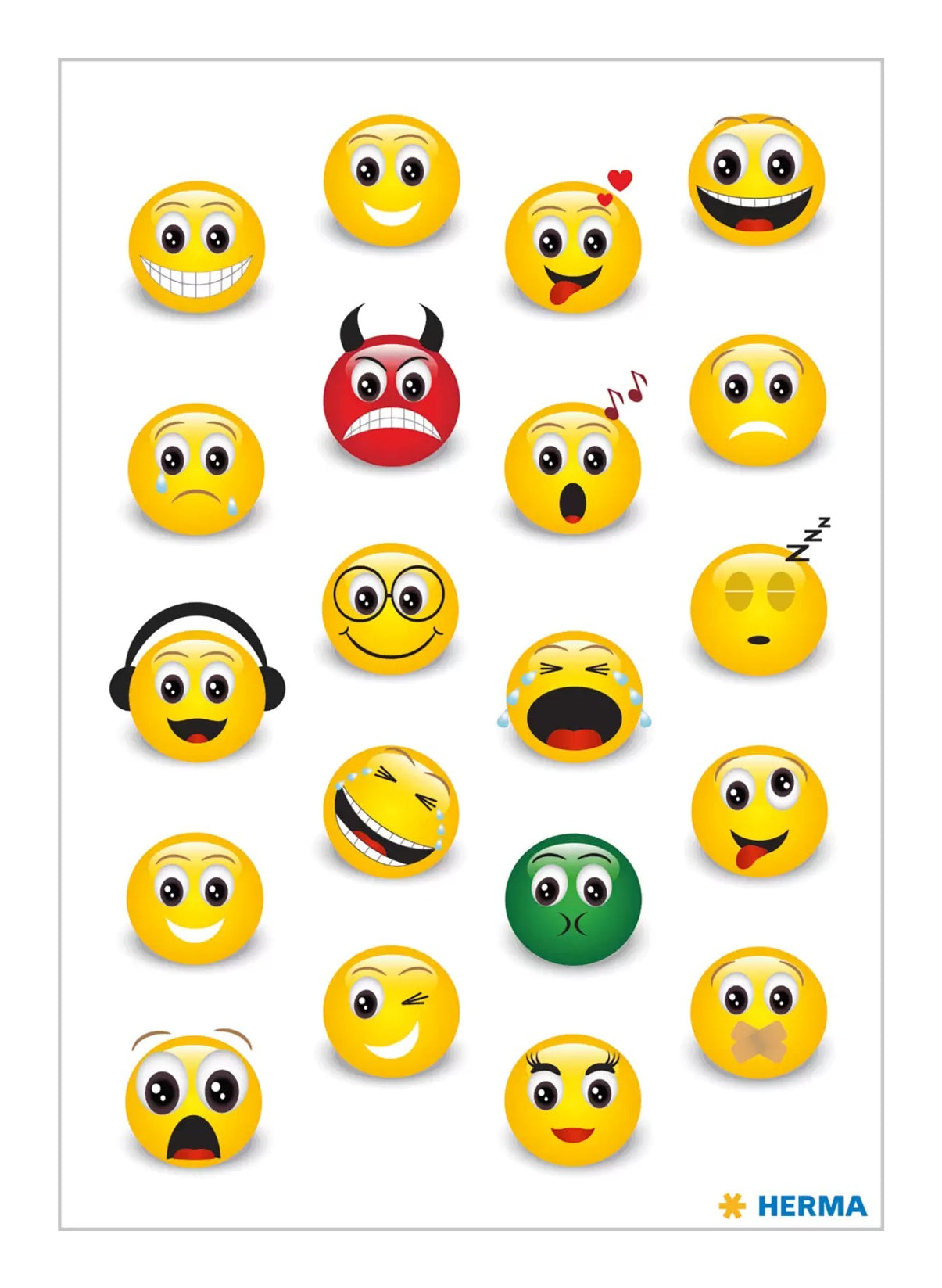 HERMA Magic Schmucketiketten – Motiv Smileys – Folie, Stone, 20 Stk, 1 Bogen